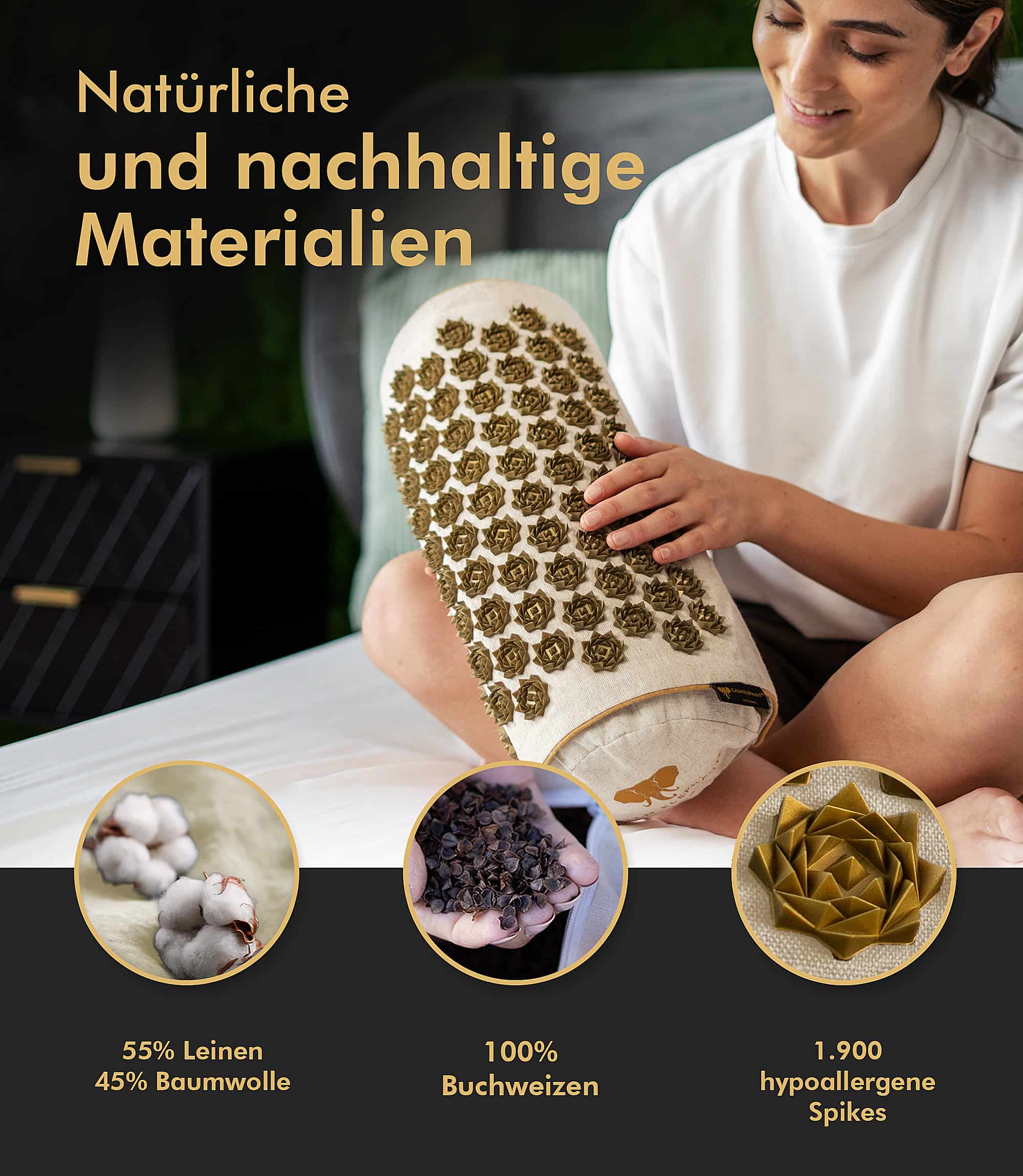 Premium 2in1 Acupressure Pillow - beige