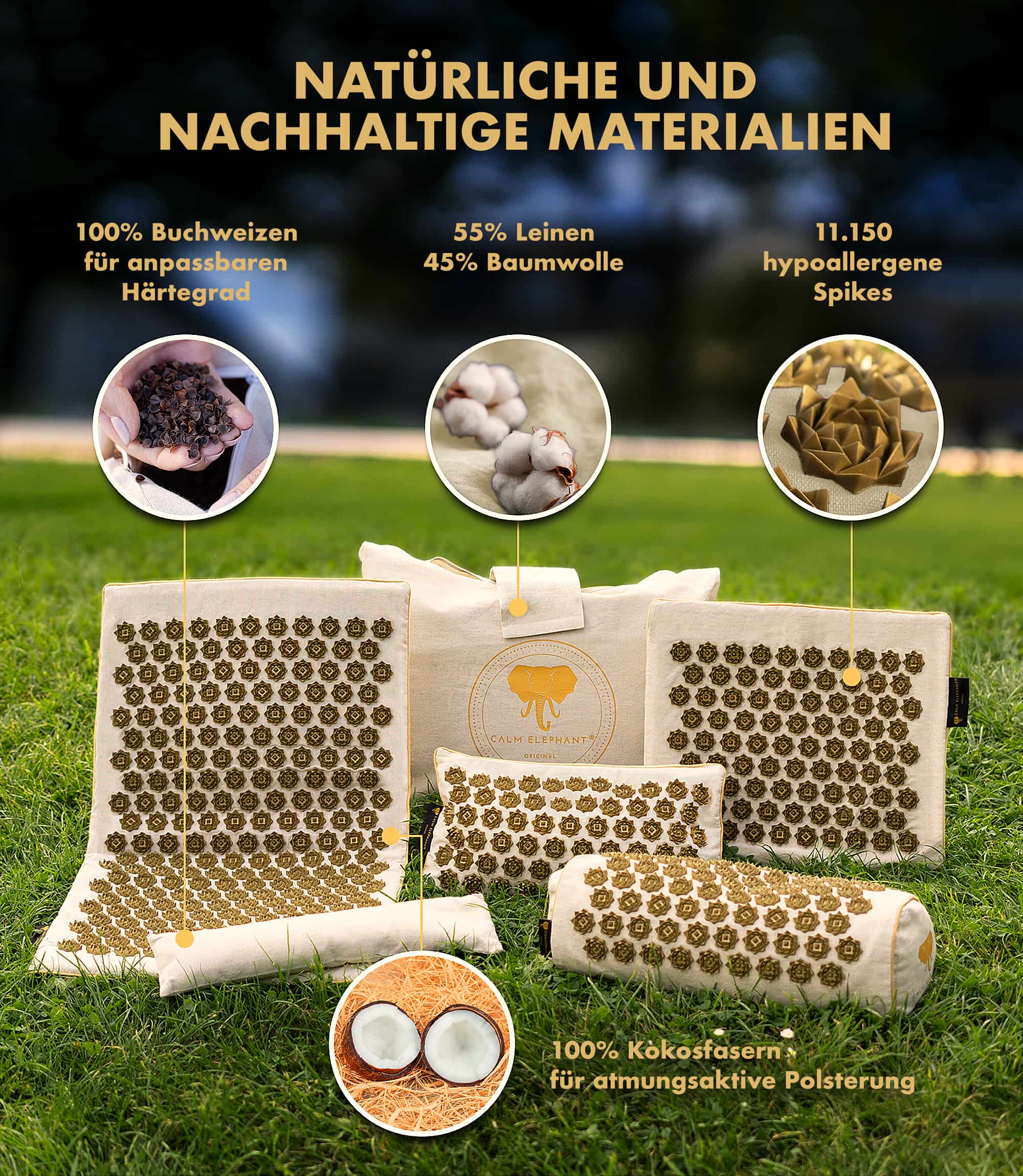 Premium Acupressure Mat ULTIMATE 6-Pack - beige