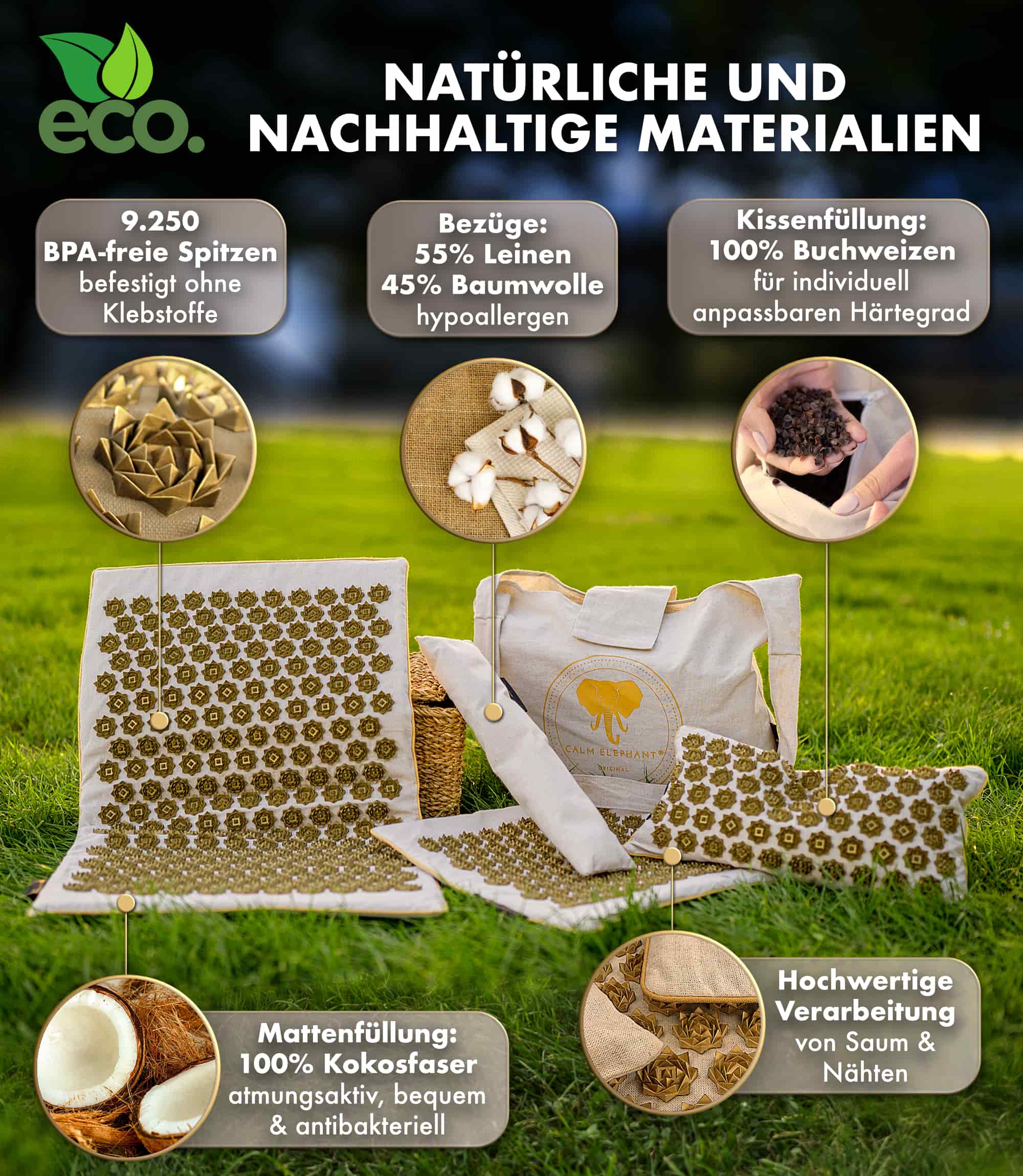 Akupresurowa mata | ORYGINALNY zestaw 5 sztuk - beżowy