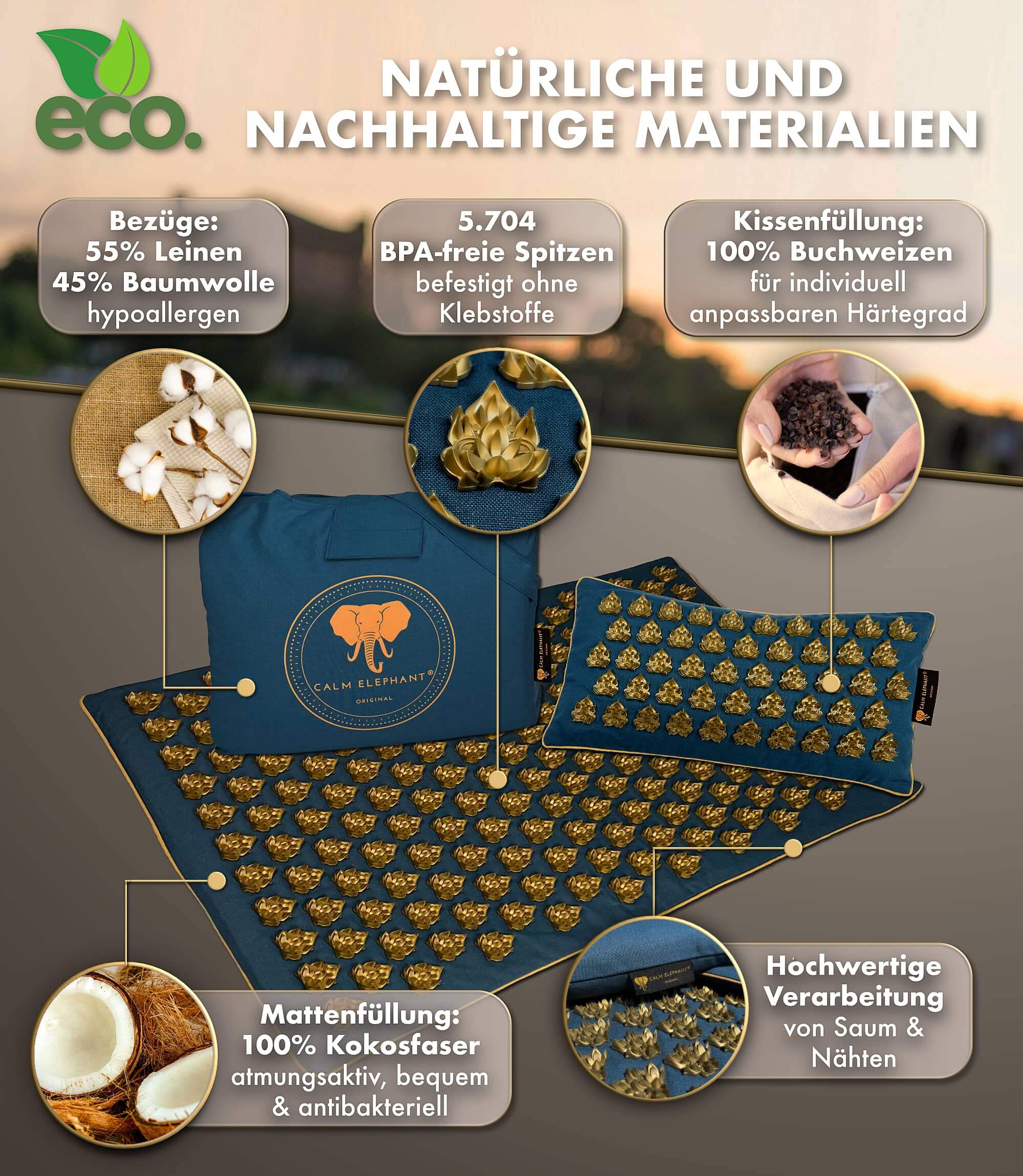 Akupressurmatte intensiva | MANDALA PRO ECO set da 3 - blu