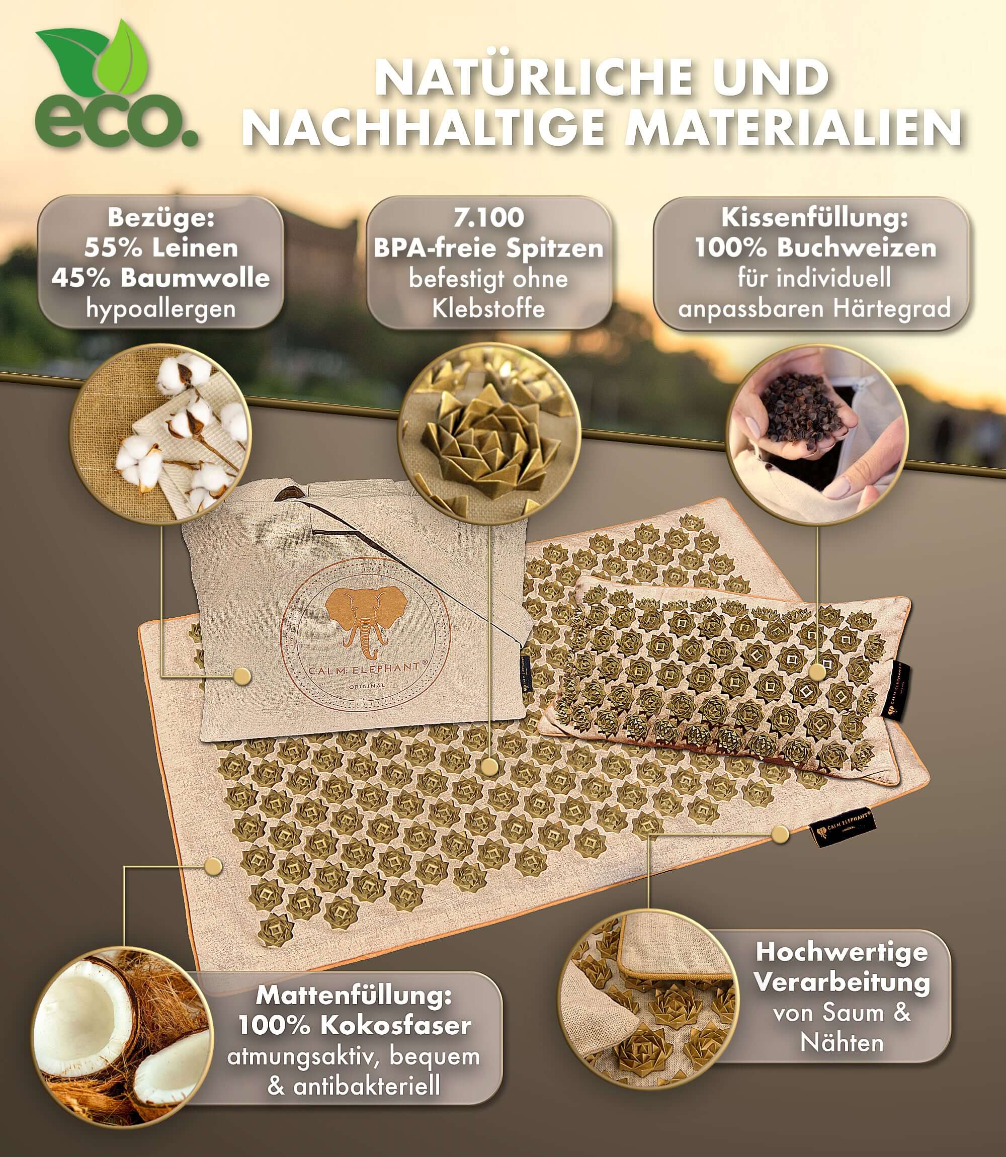 Akupresurní podložka | PURE ECO sada 3 ks - béžová