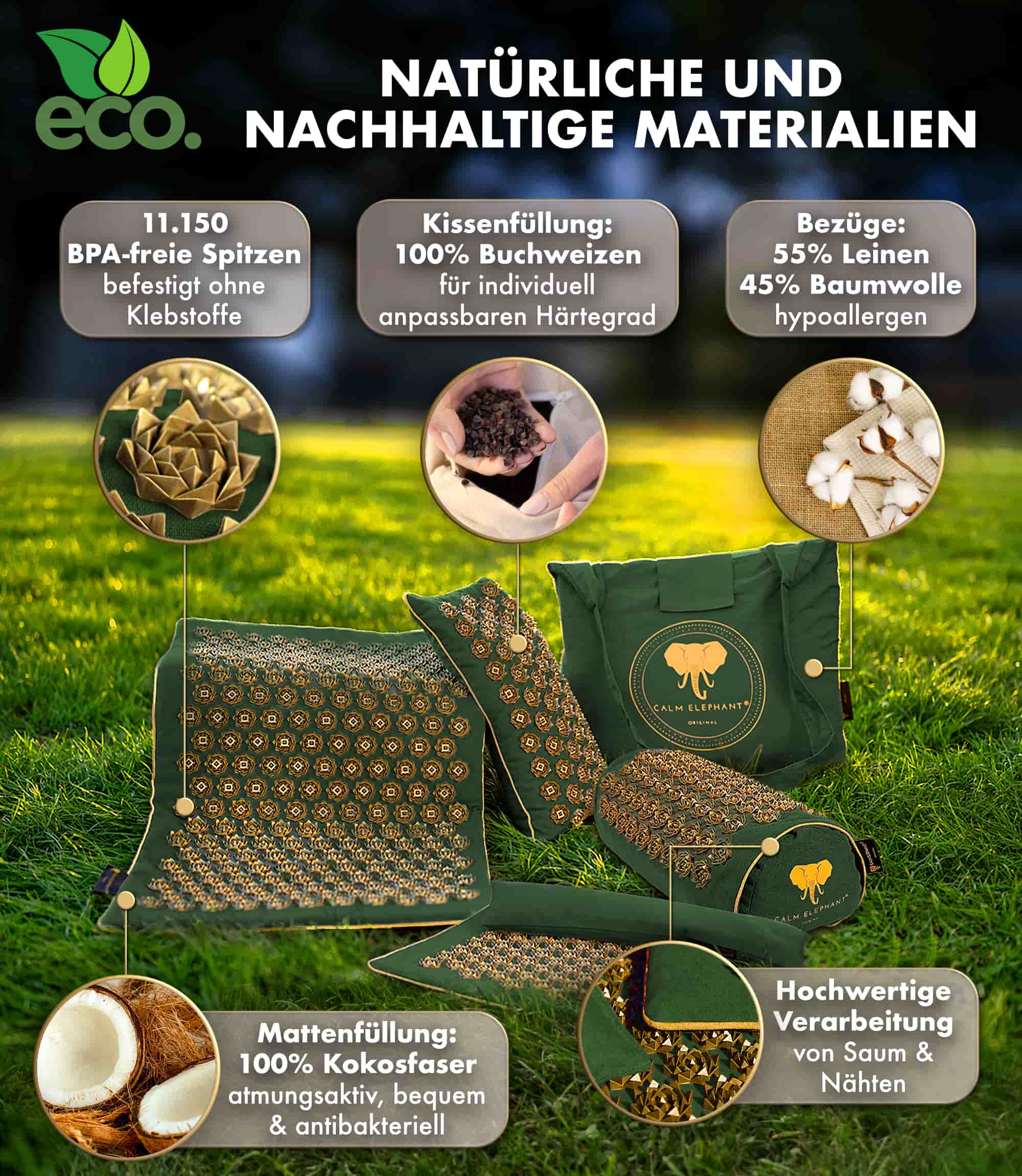 Akupressurmatte | ULTIMATE Set da 6 - verde