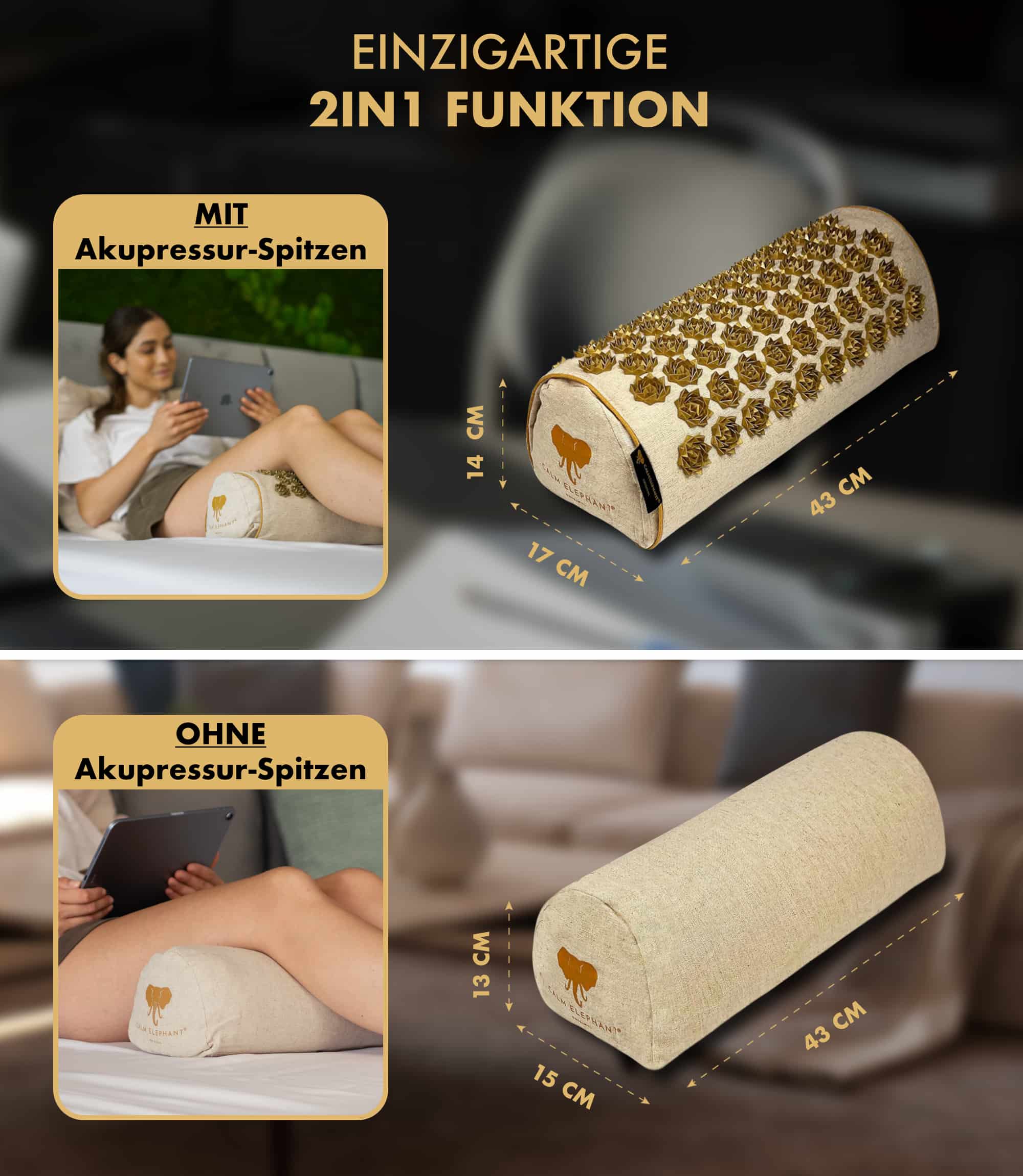 Premium 2in1 Acupressure Pillow - beige