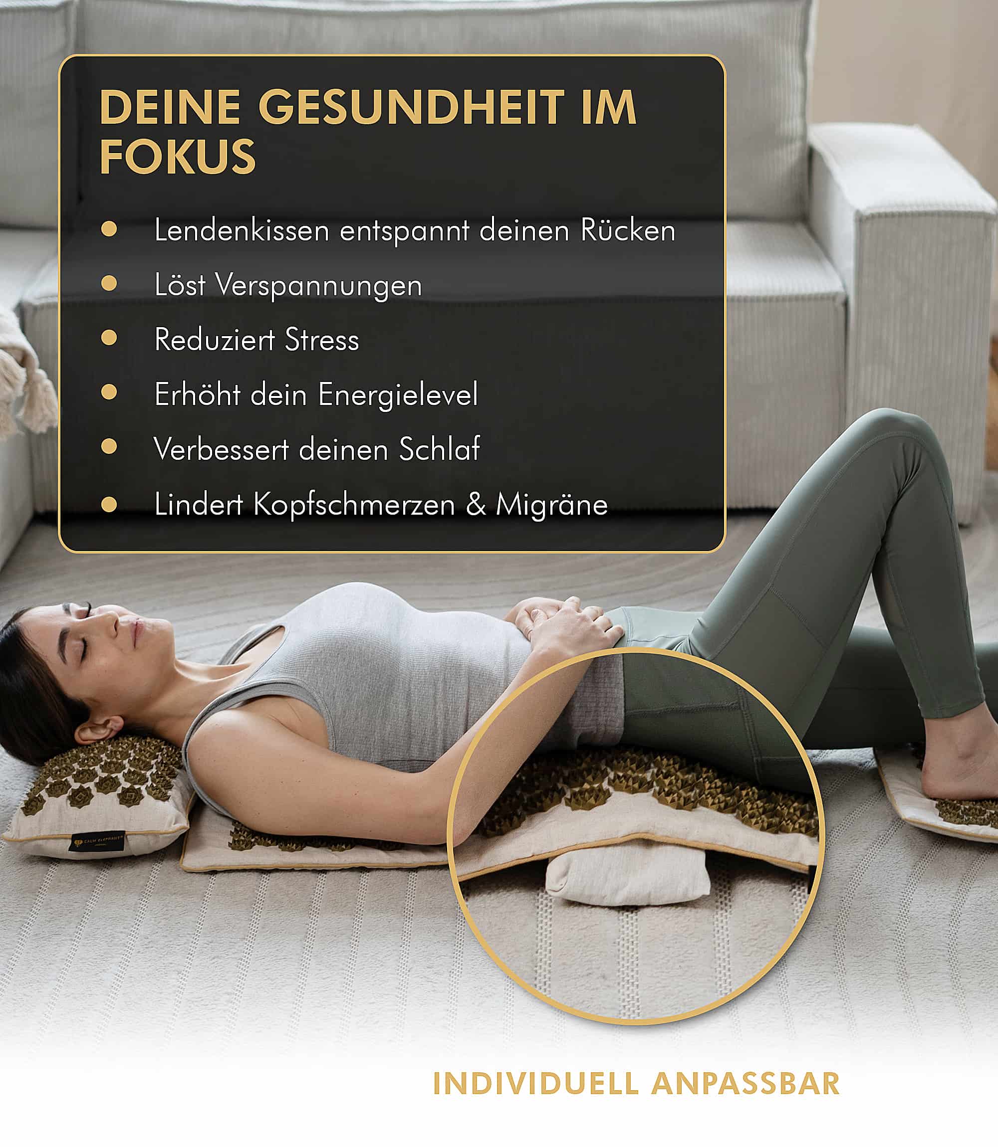 Premium Acupressure Mat GENUINE 5-piece Set - beige