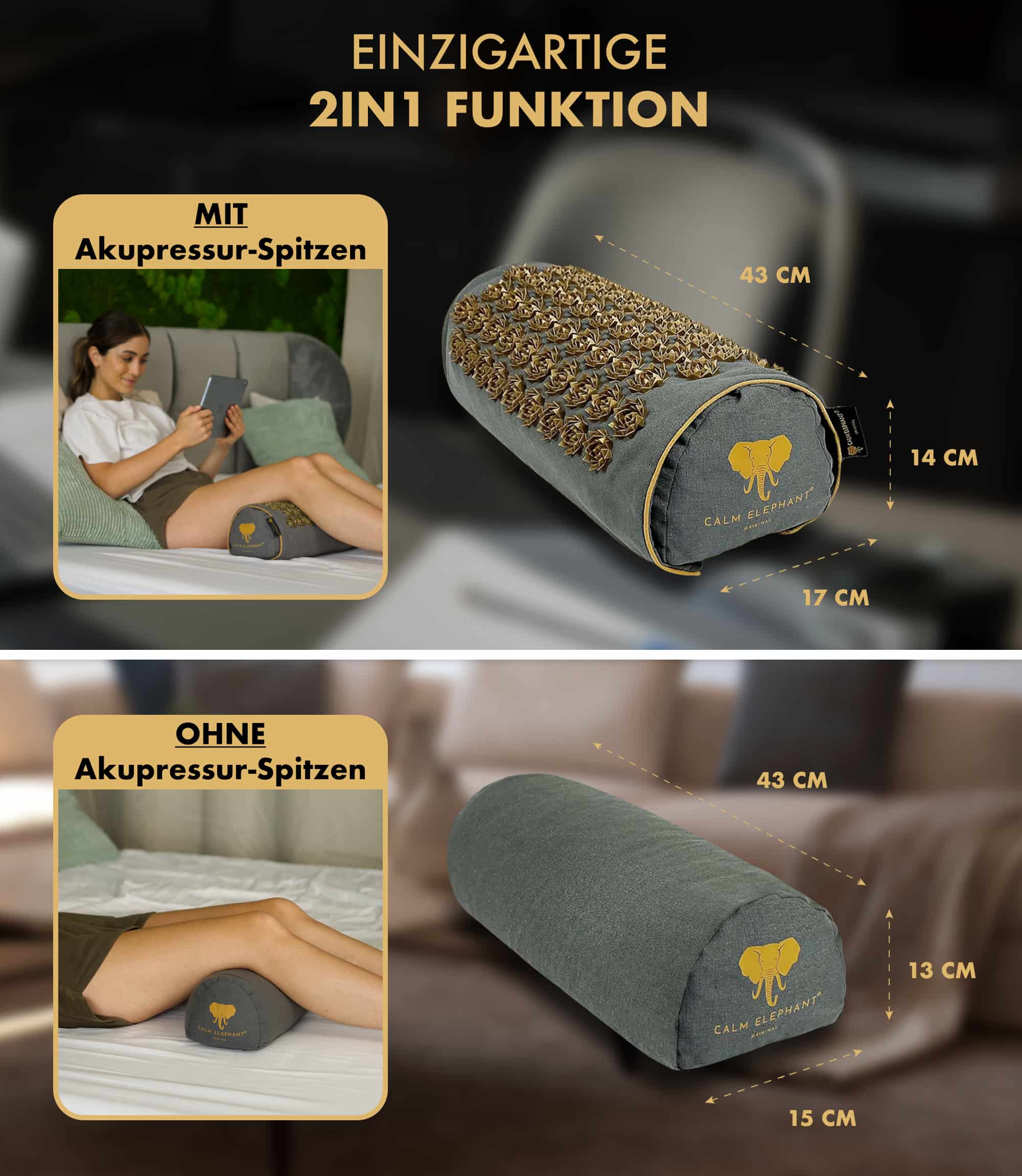 Premium 2in1 Acupressure Pillow - gray