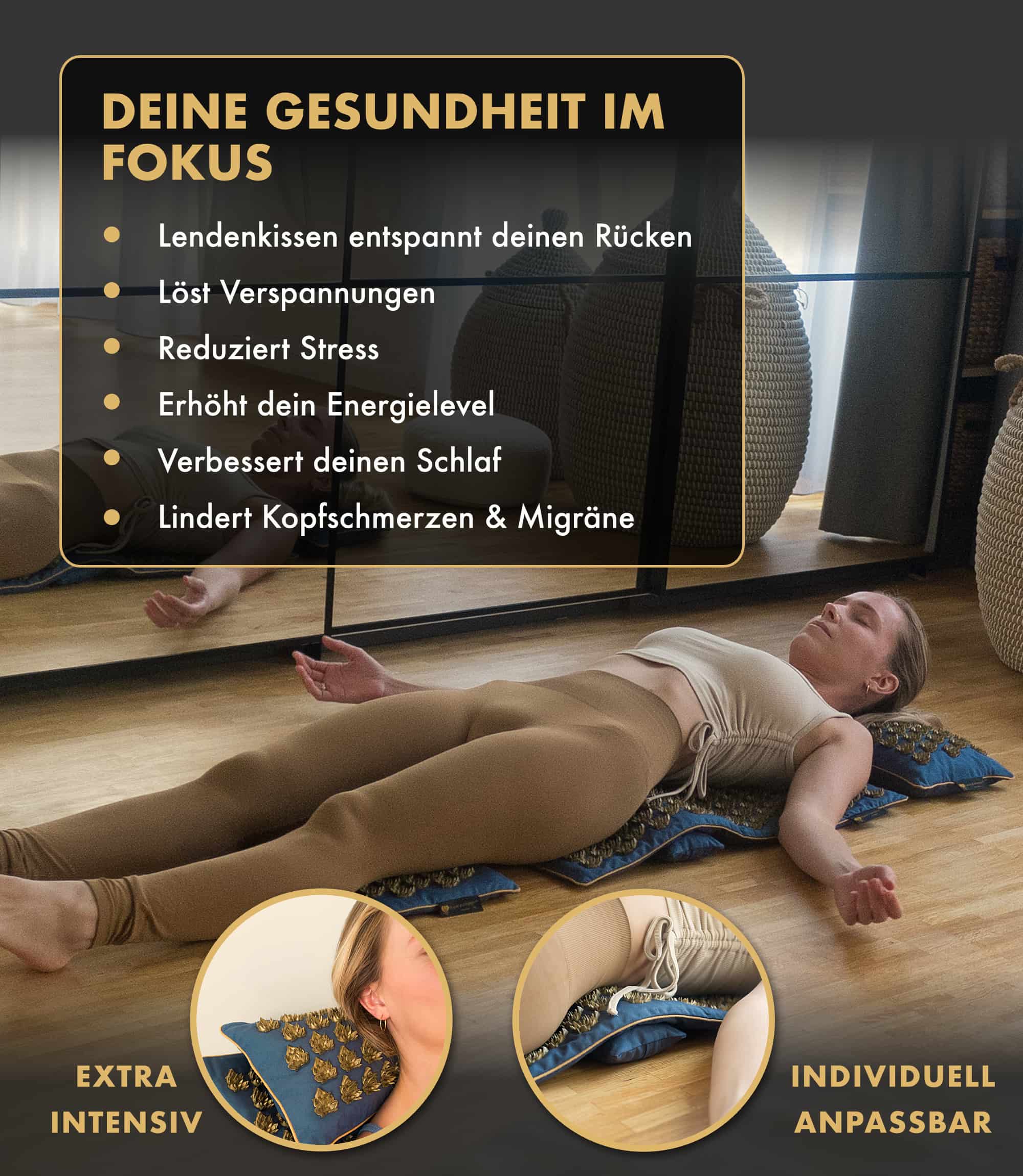 Premium acupressure mat intensive MANDALA PRO 5-piece set - blue