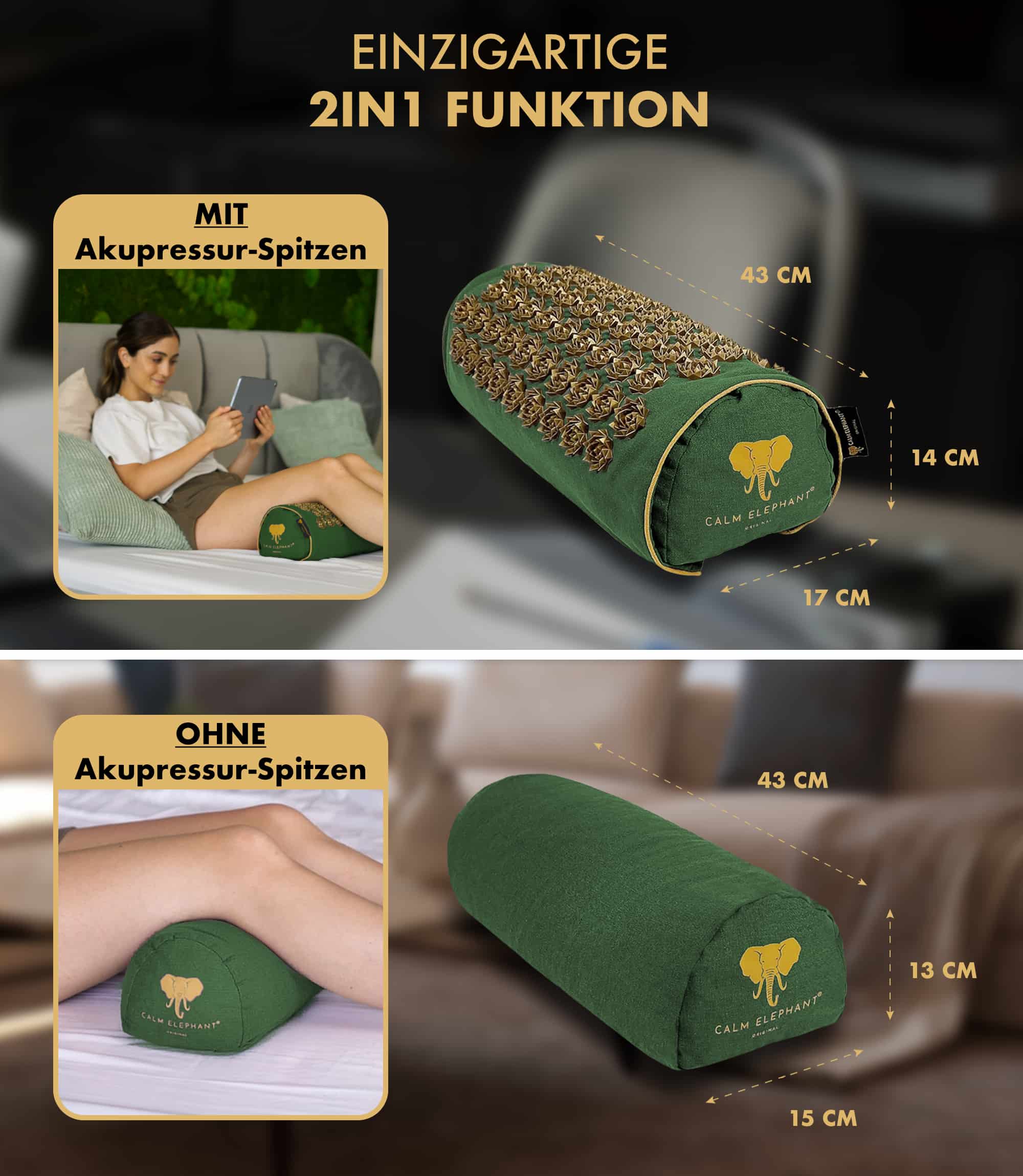 Premium 2in1 Acupressure Pillow - green