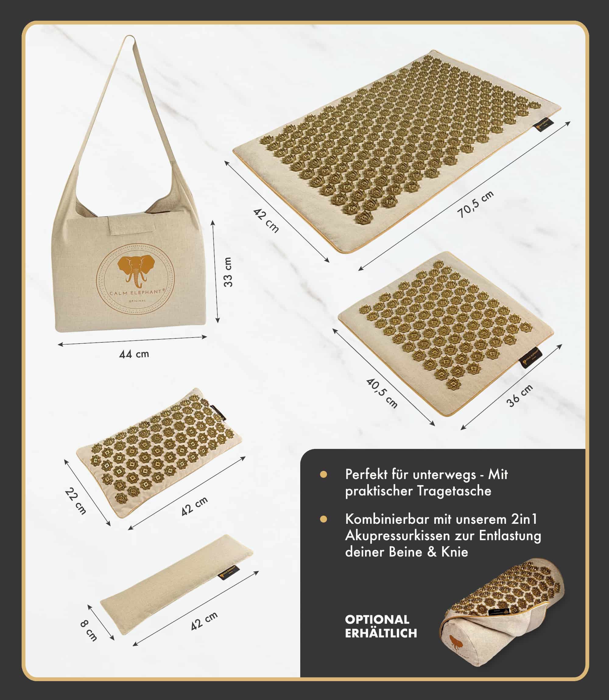 Premium Acupressure Mat GENUINE 5-piece Set - beige
