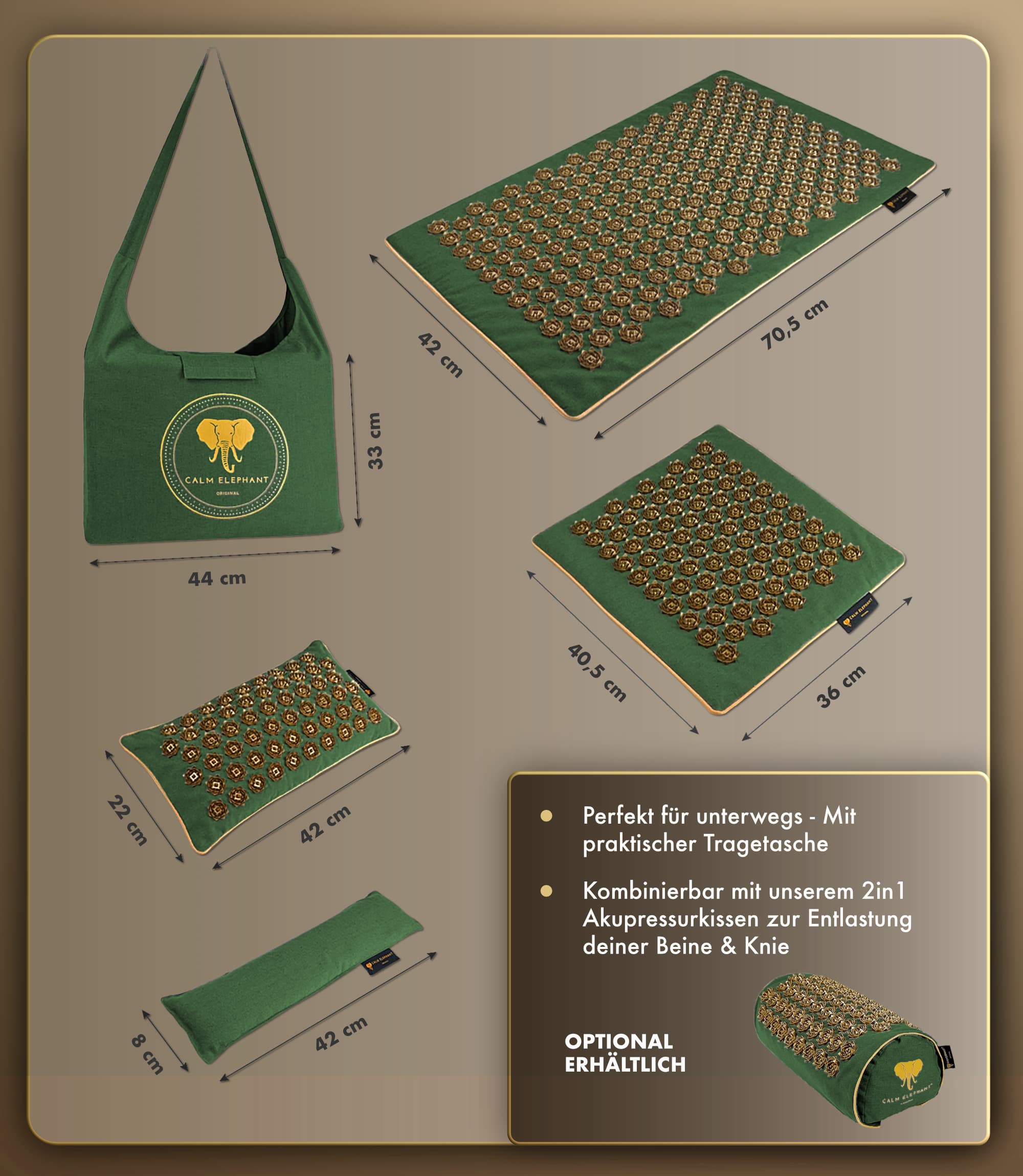 Acupressure Mat | GENUINE Set of 5 - Green