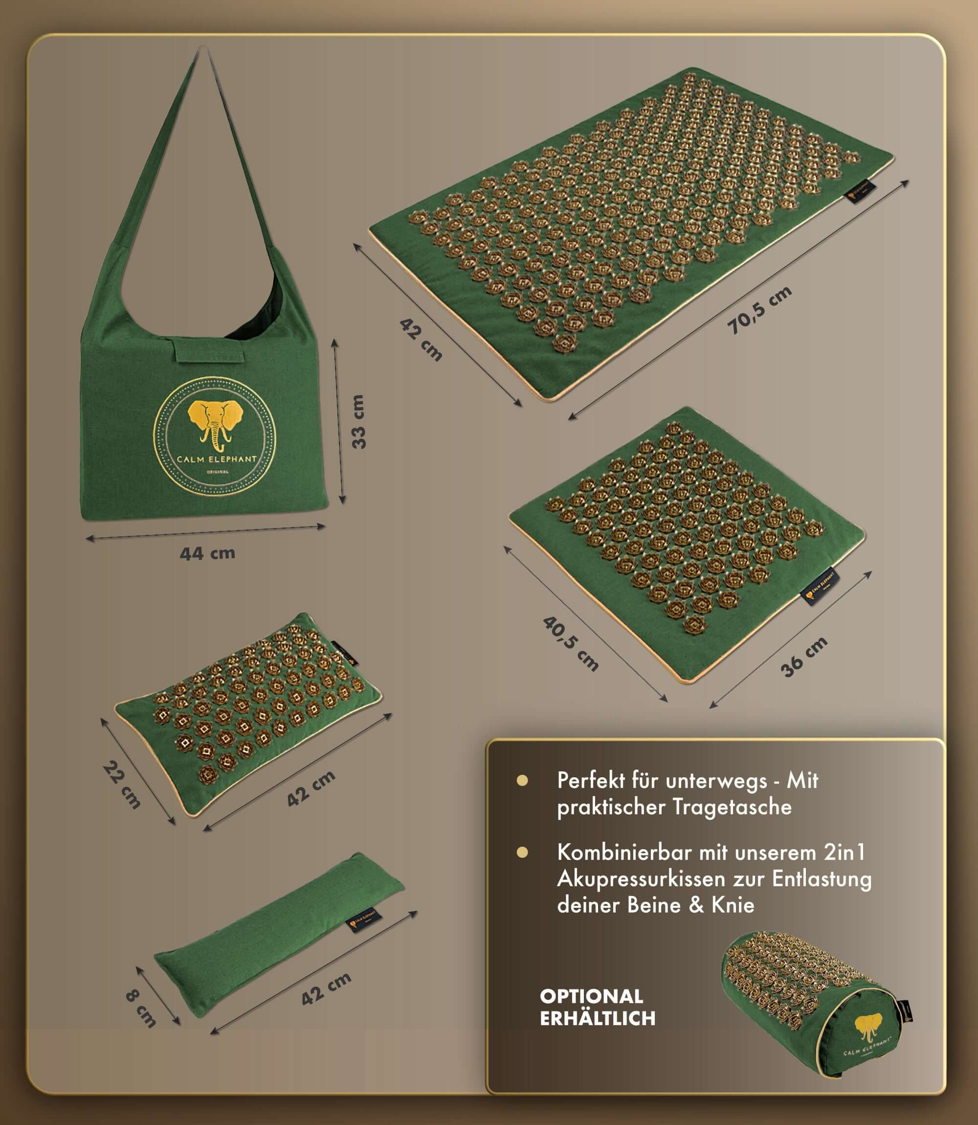 Akupressurmatte | GENUINE 5er Set - gréng