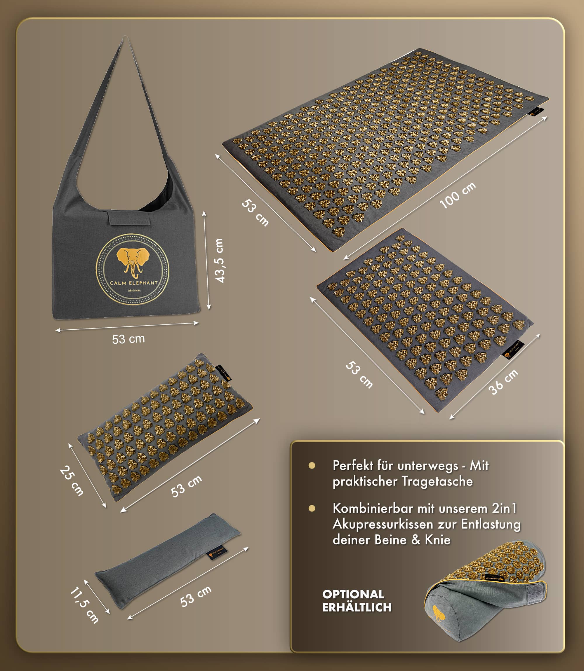 Acupressure Mat Intensive | MANDALA PRO XXL 5-Pack - Grey