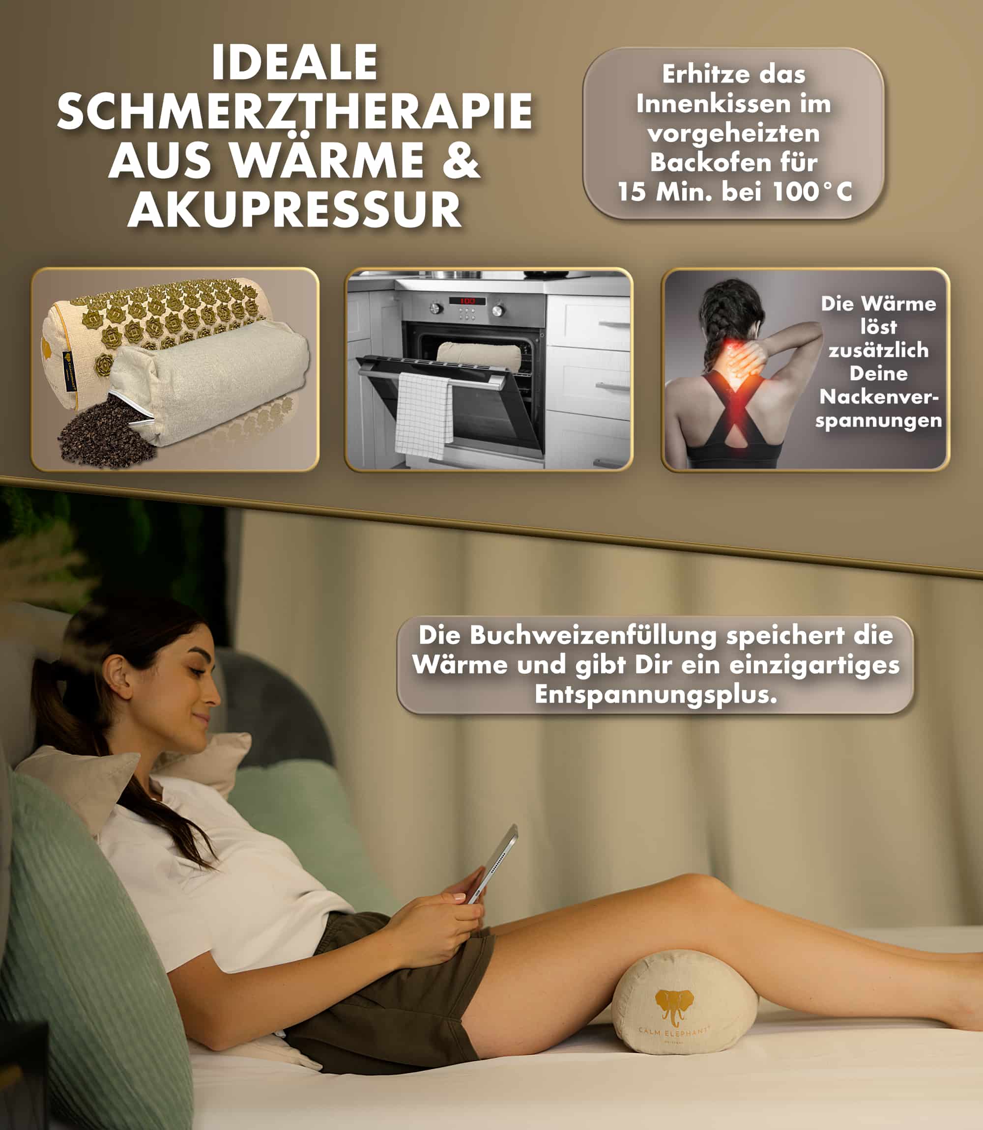 Premium 2in1 Acupressure Pillow - beige