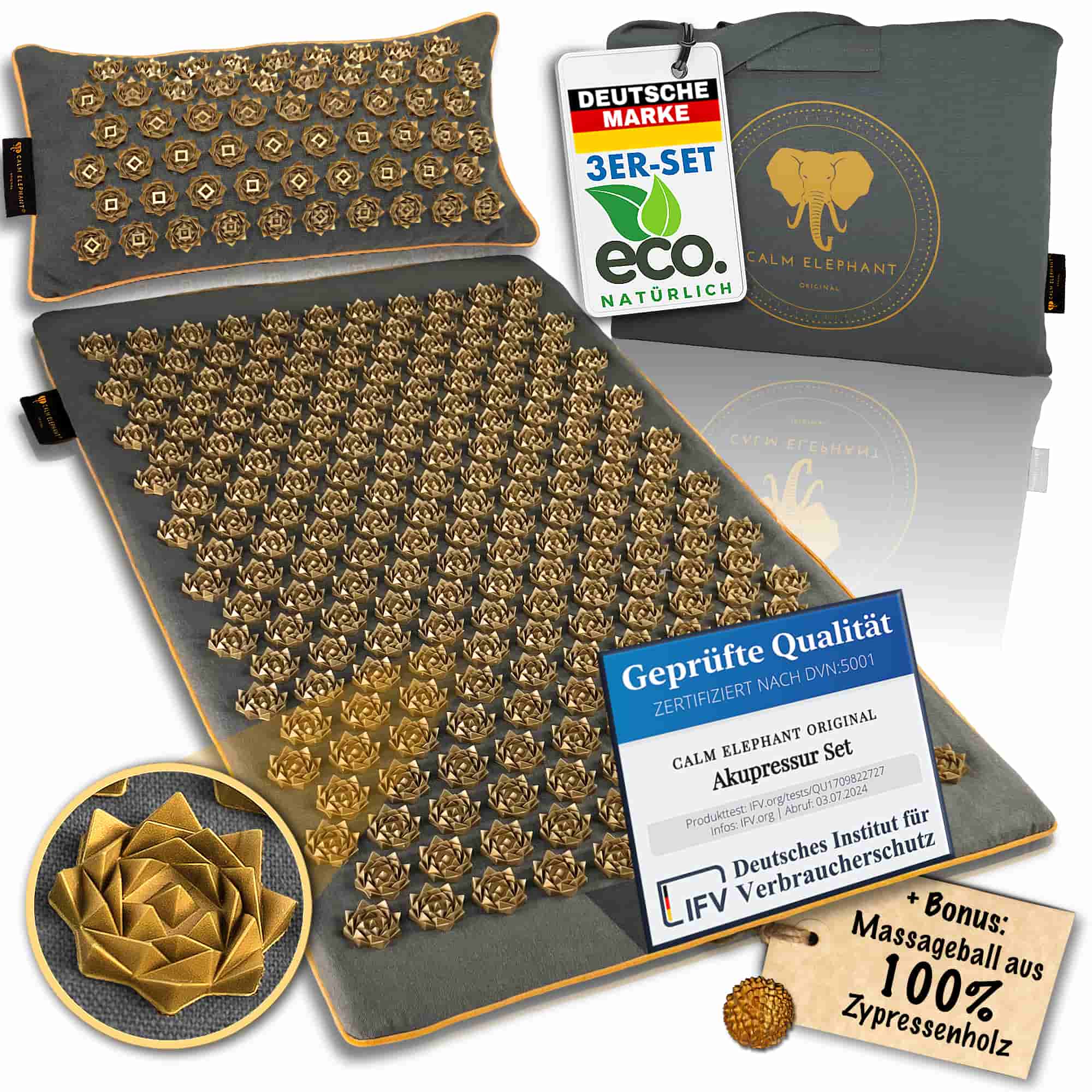 Acupressure Mat | PURE ECO Set of 3 - Grey