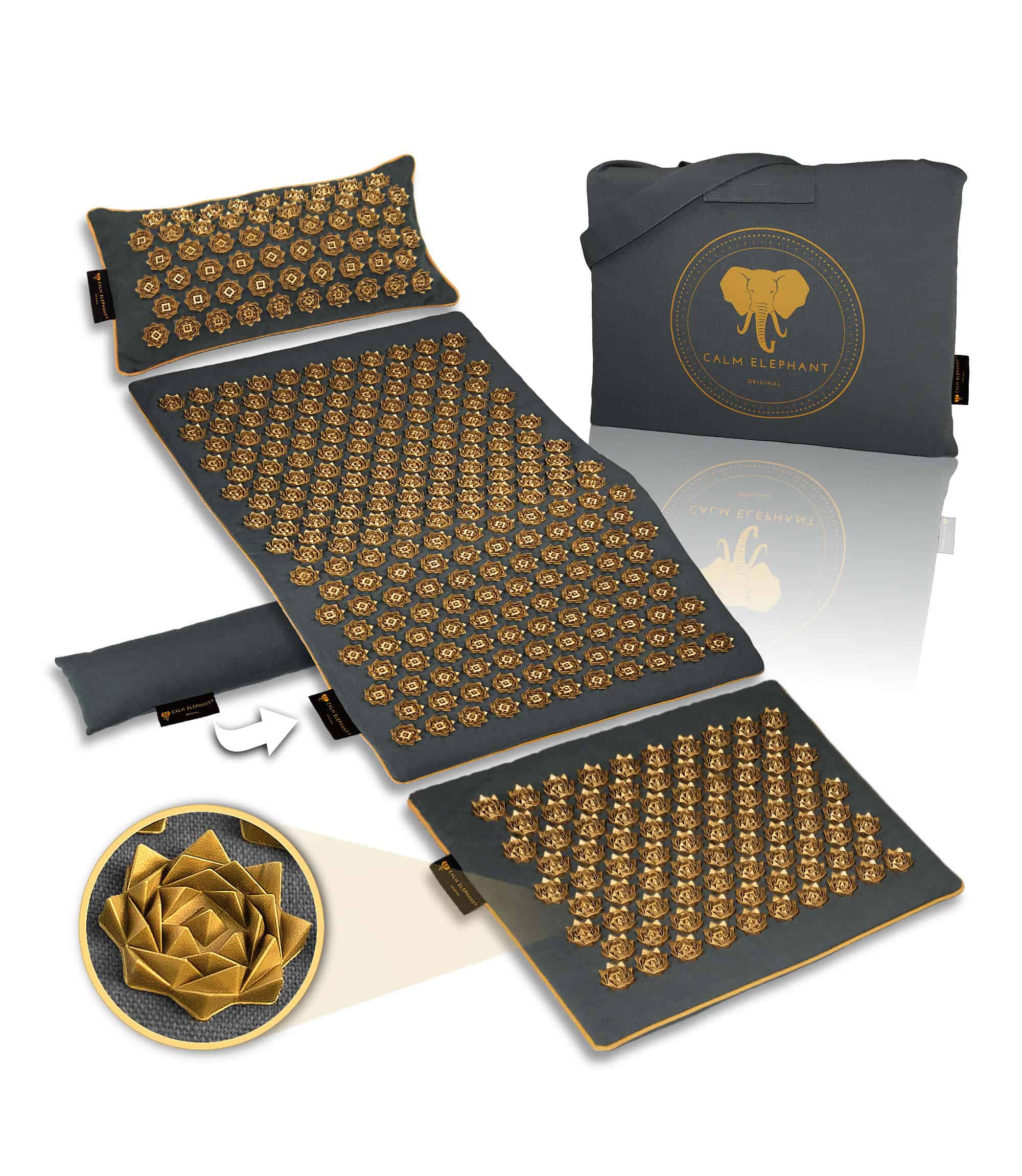 Premium Acupressure Mat GENUINE 5-piece Set - gray