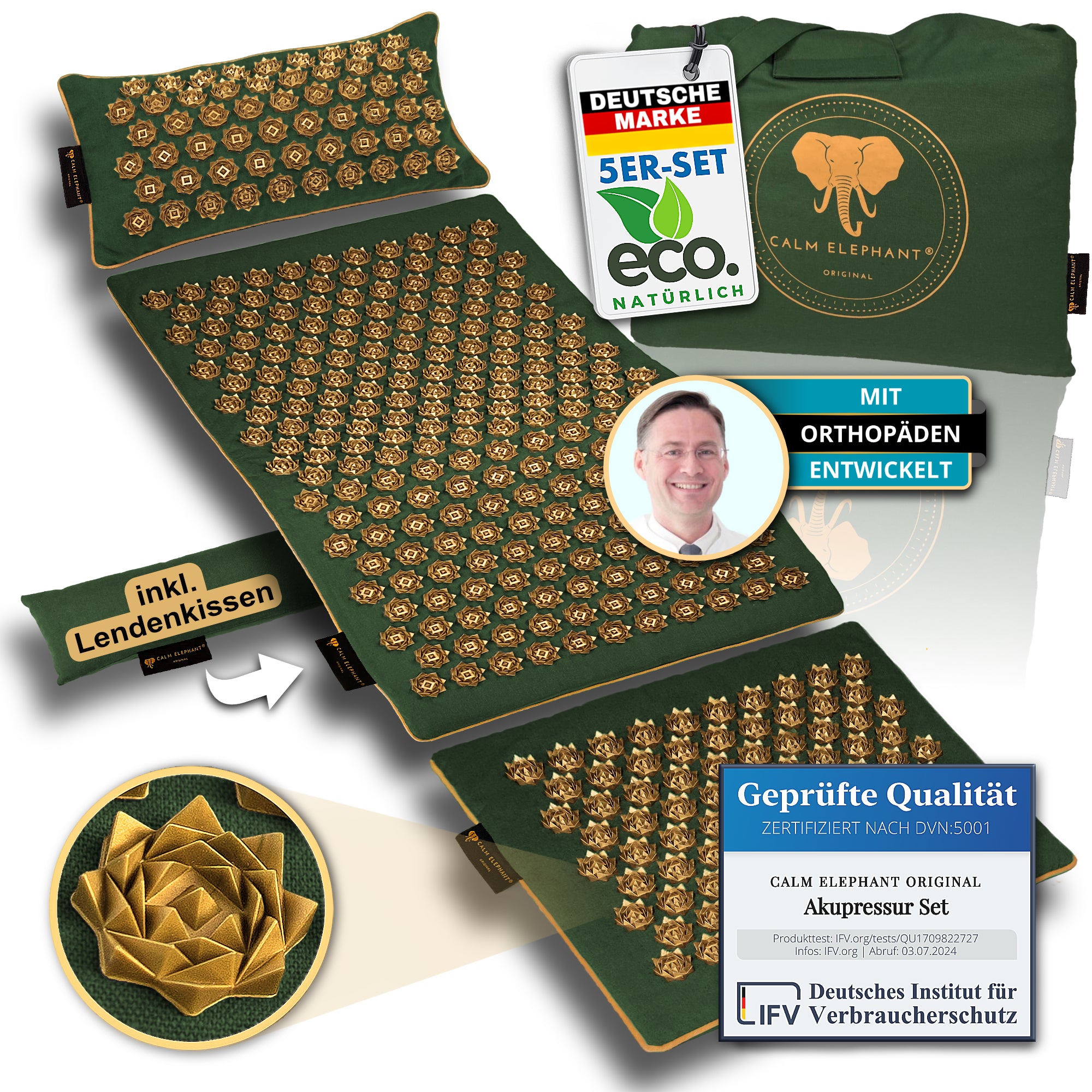 Acupressure Mat | GENUINE Set of 5 - Green