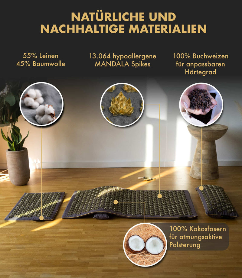 Nachhaltig und aus natürlichen Materialien - Premium Akupressurmatte Intensiv von Calm Elephant