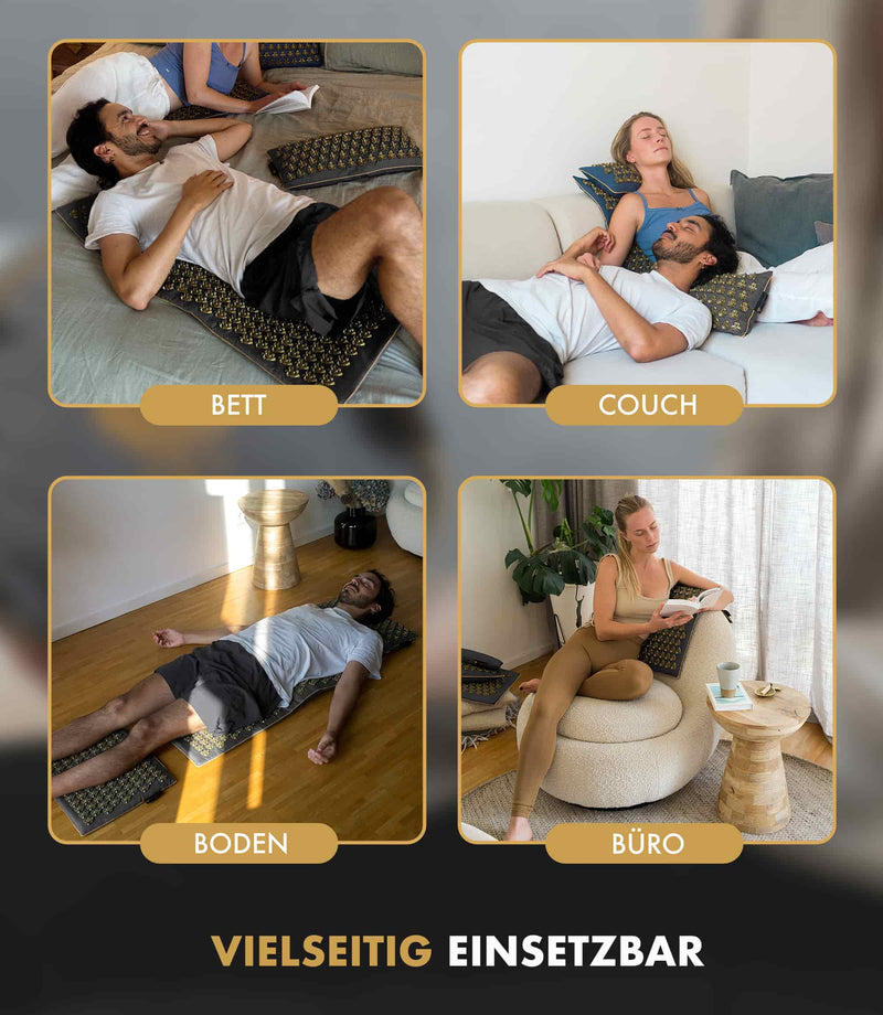 Wo und wie kann man eine Akupressurmatte die Premium Akupressurmatte Intensiv von Calm Elephant einsetzen?