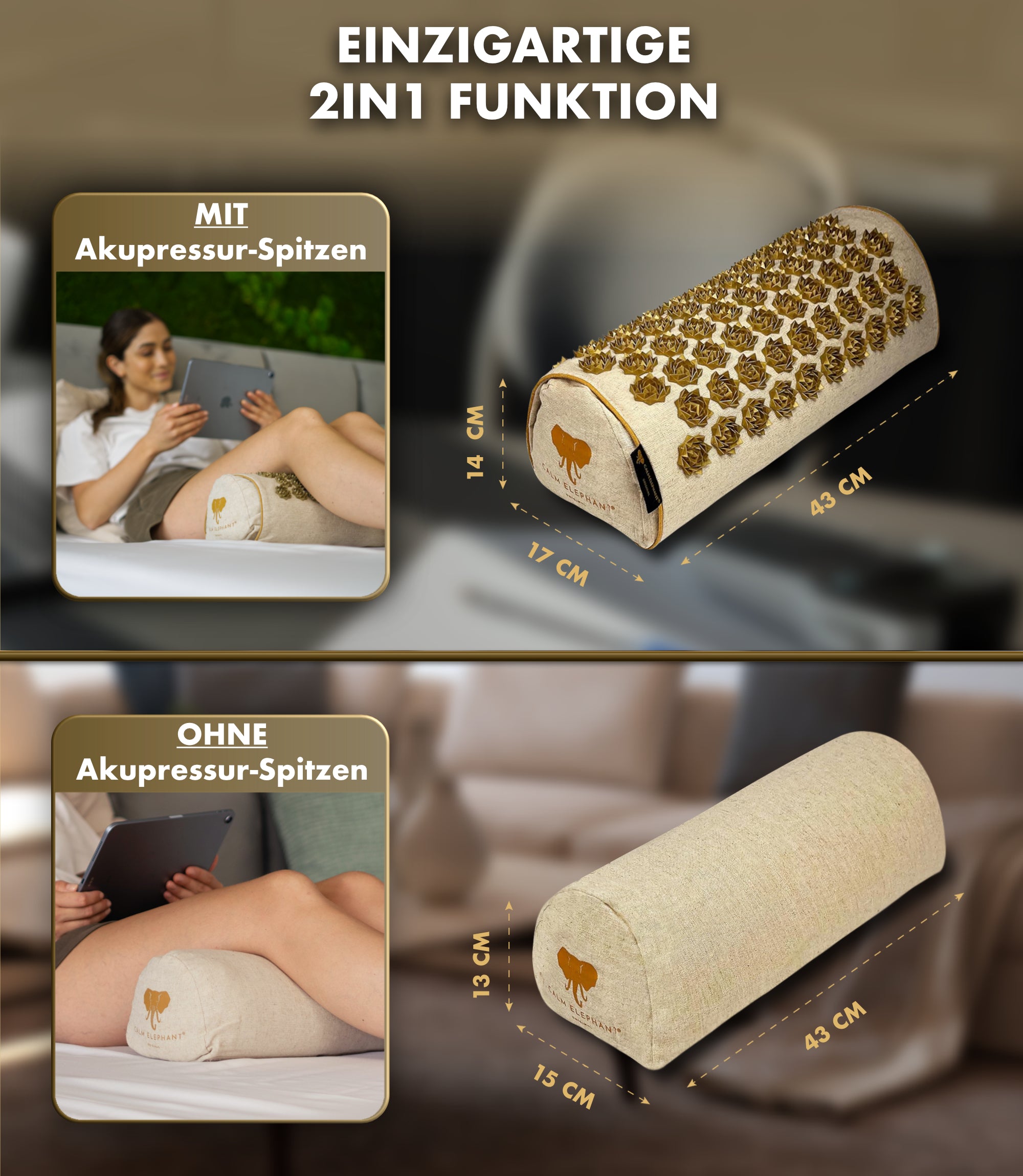 2-in-1 Acupressure Pillow - beige