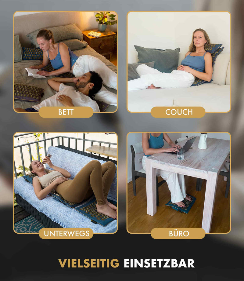 Wo und wie kann man eine Akupressurmatte die Premium Akupressurmatte Intensiv von Calm Elephant einsetzen? 