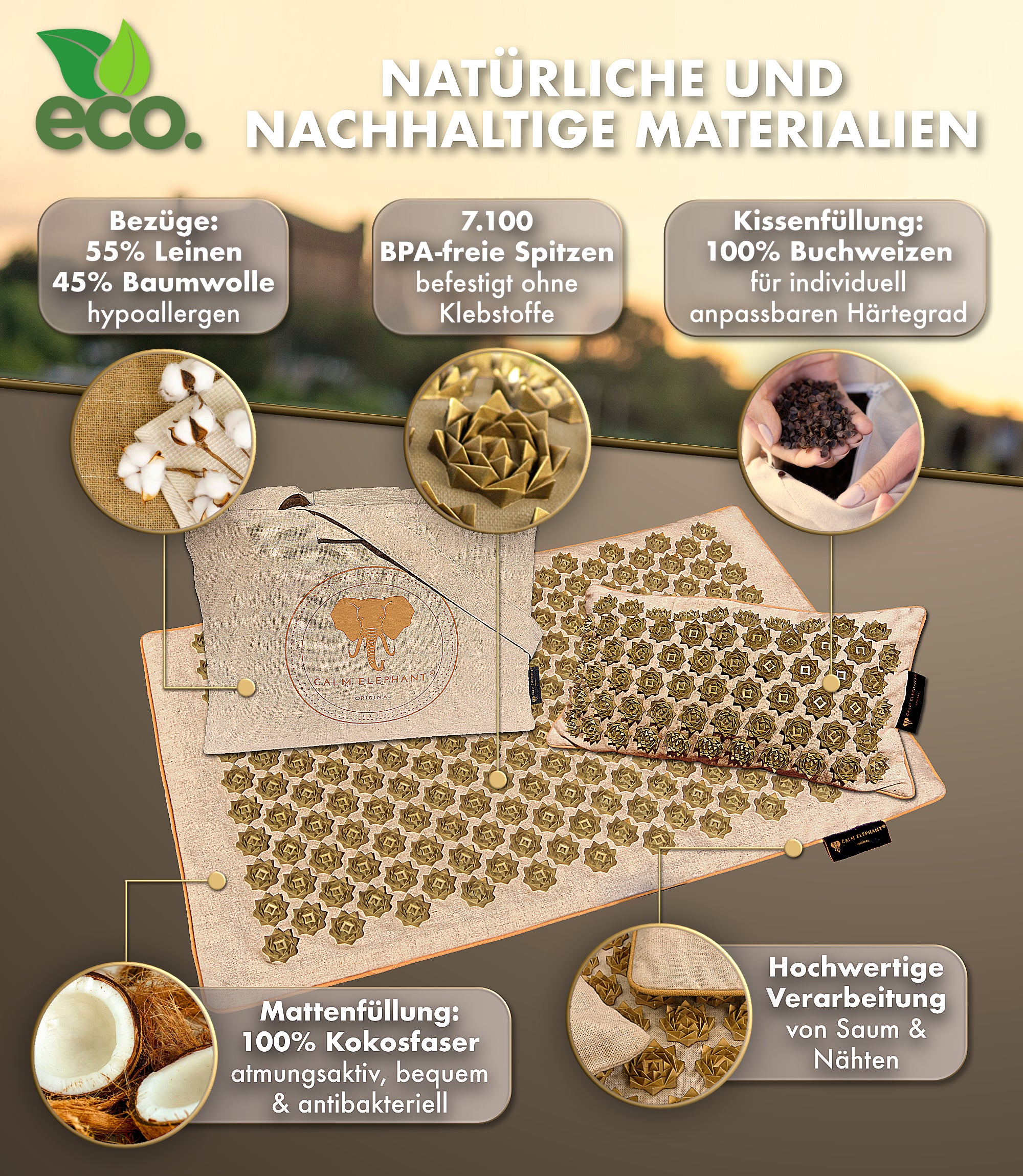Acupressure Mat | PURE ECO Set of 3 - Beige
