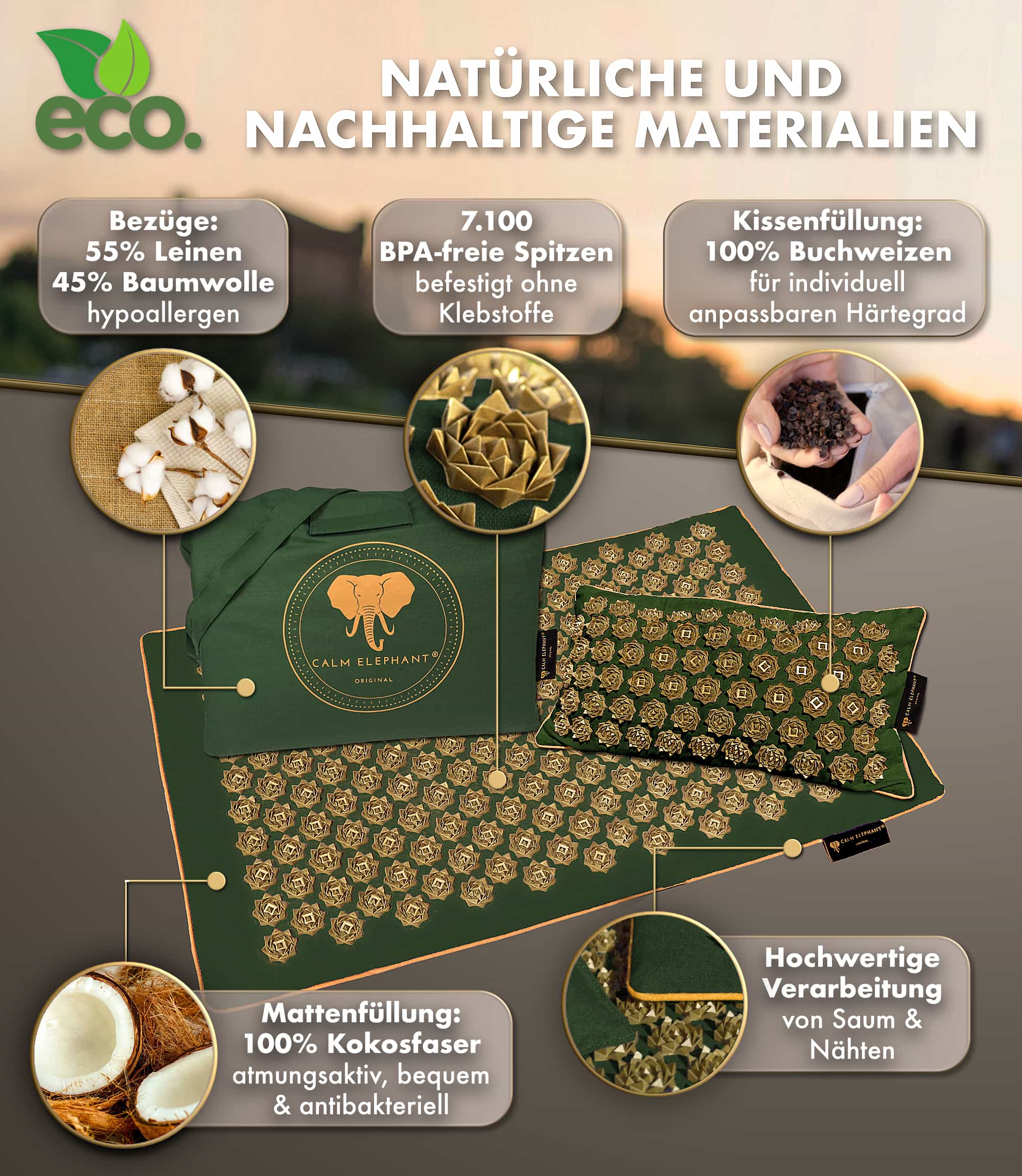 Acupressure Mat | PURE ECO Set of 3 - Green