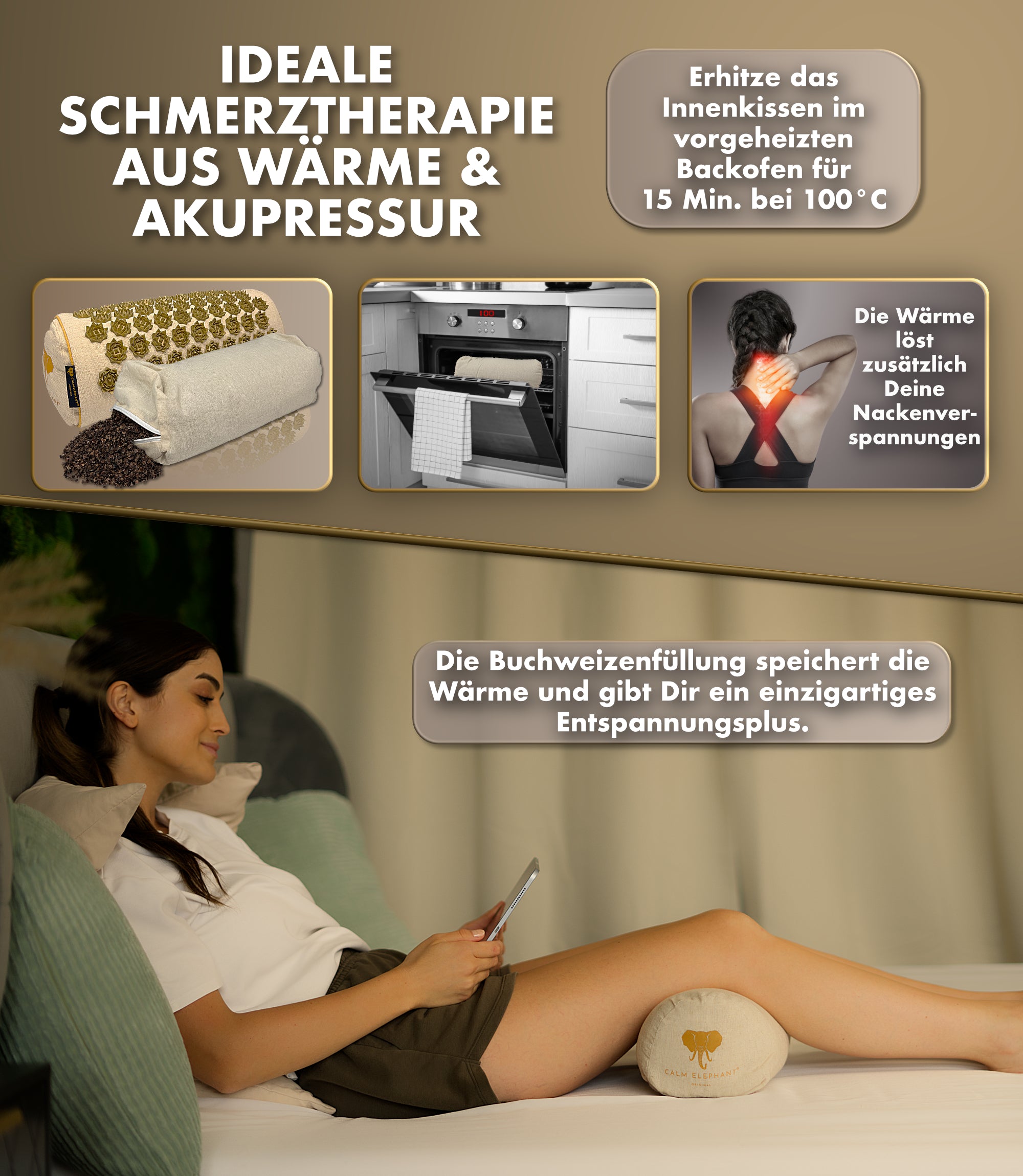 2-in-1 Acupressure Pillow - beige