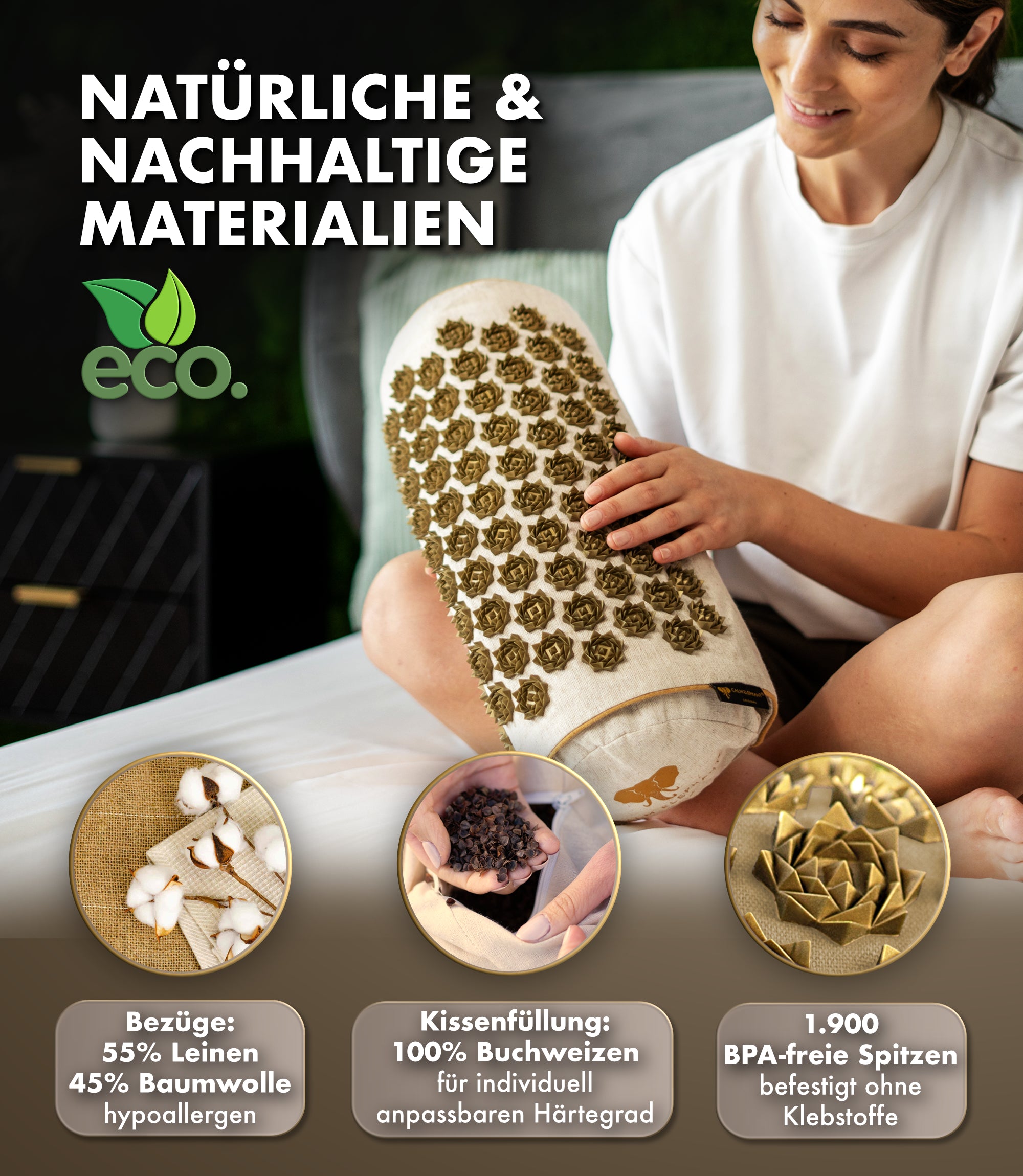 2-in-1 Acupressure Pillow - beige