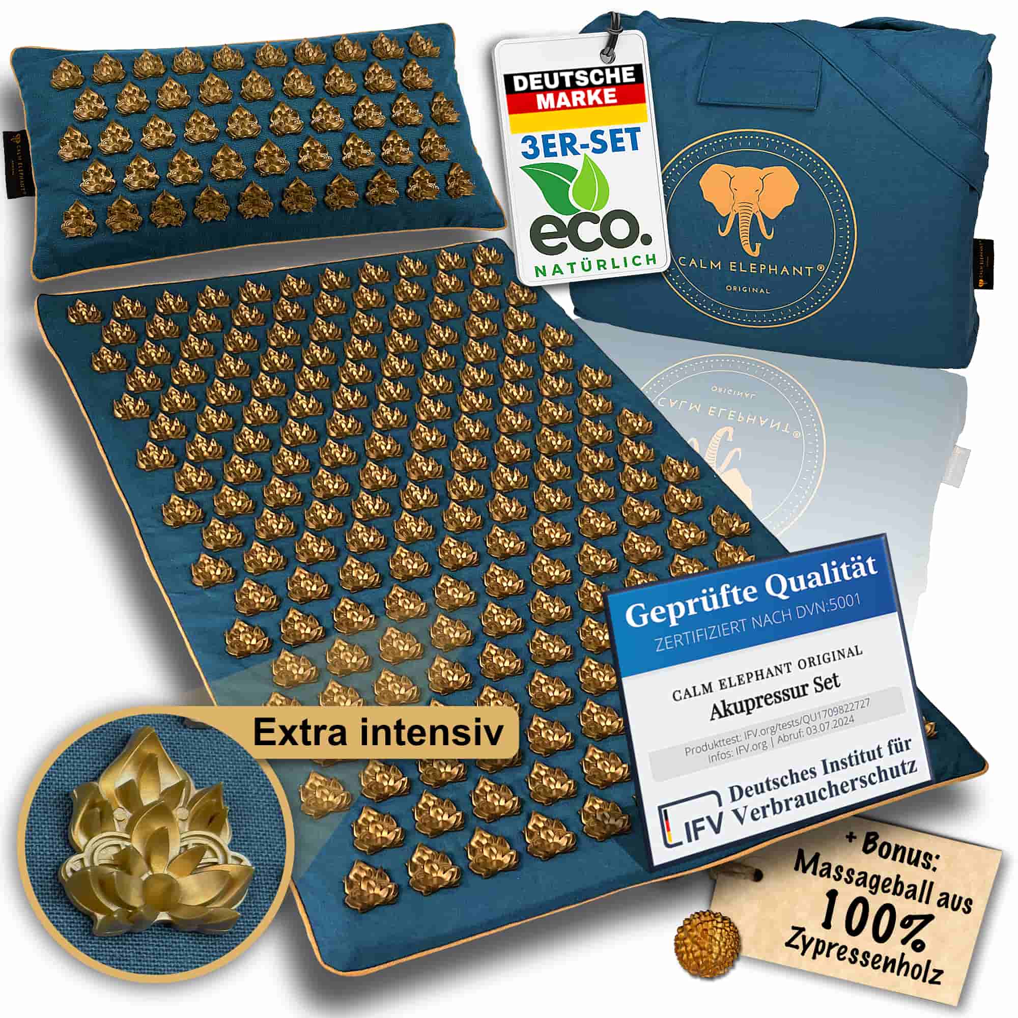 Intensive Acupressure Mat | MANDALA PRO ECO Set of 3 - Blue