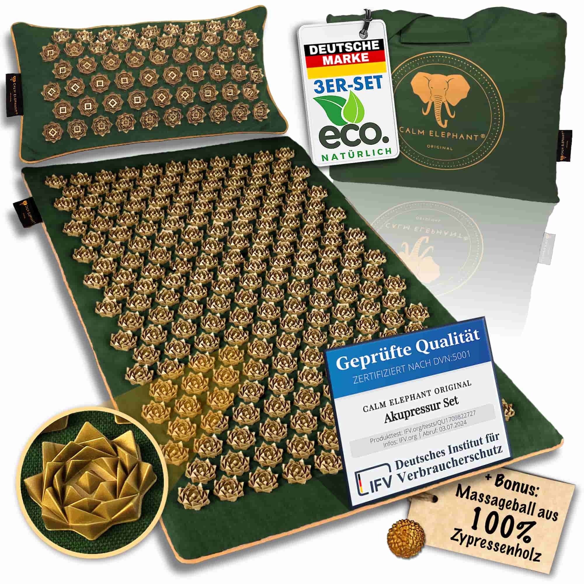 Acupressure Mat | PURE ECO Set of 3 - Green