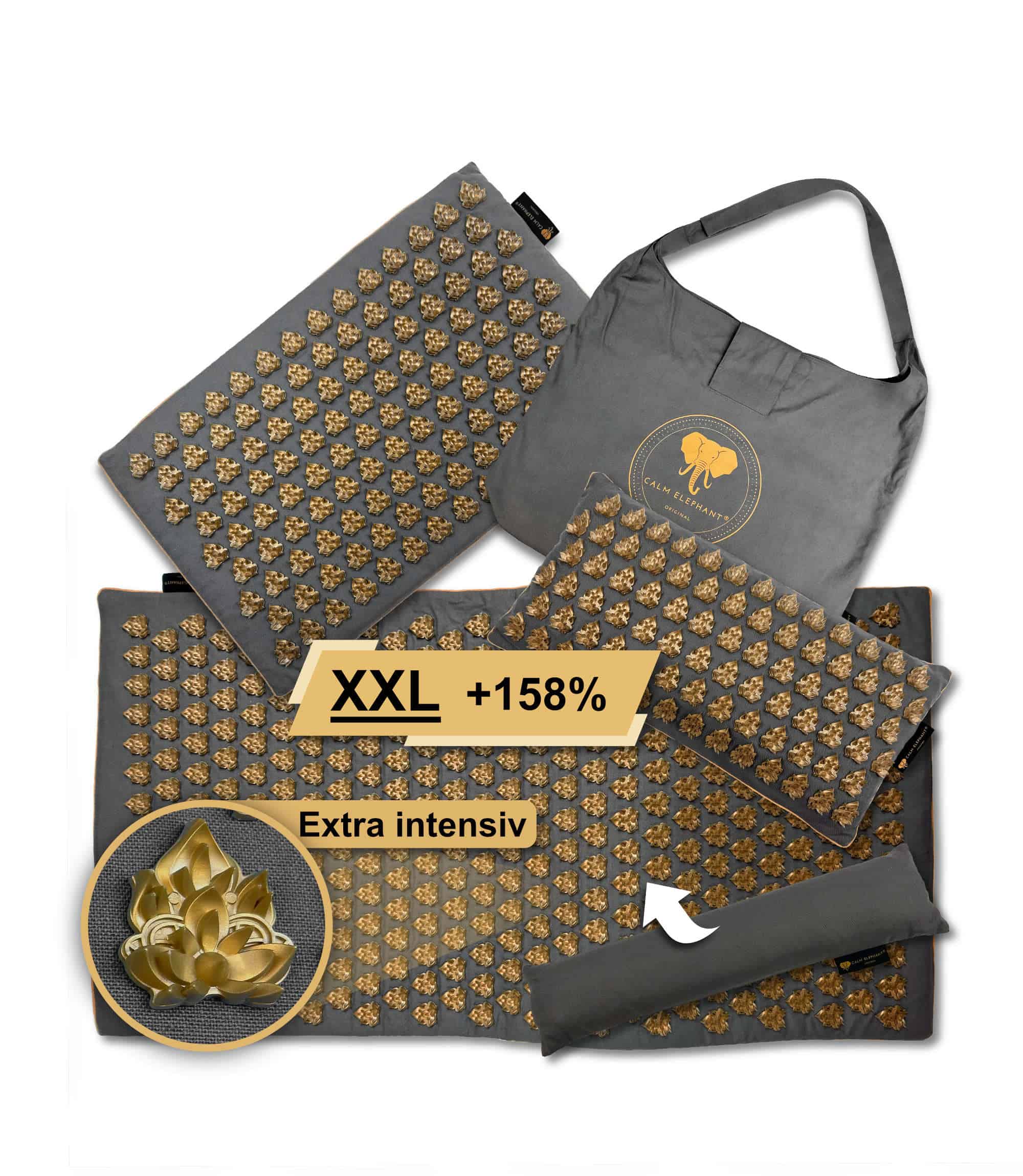 Premium acupressure mat intensive MANDALA PRO XXL 5-piece set - gray