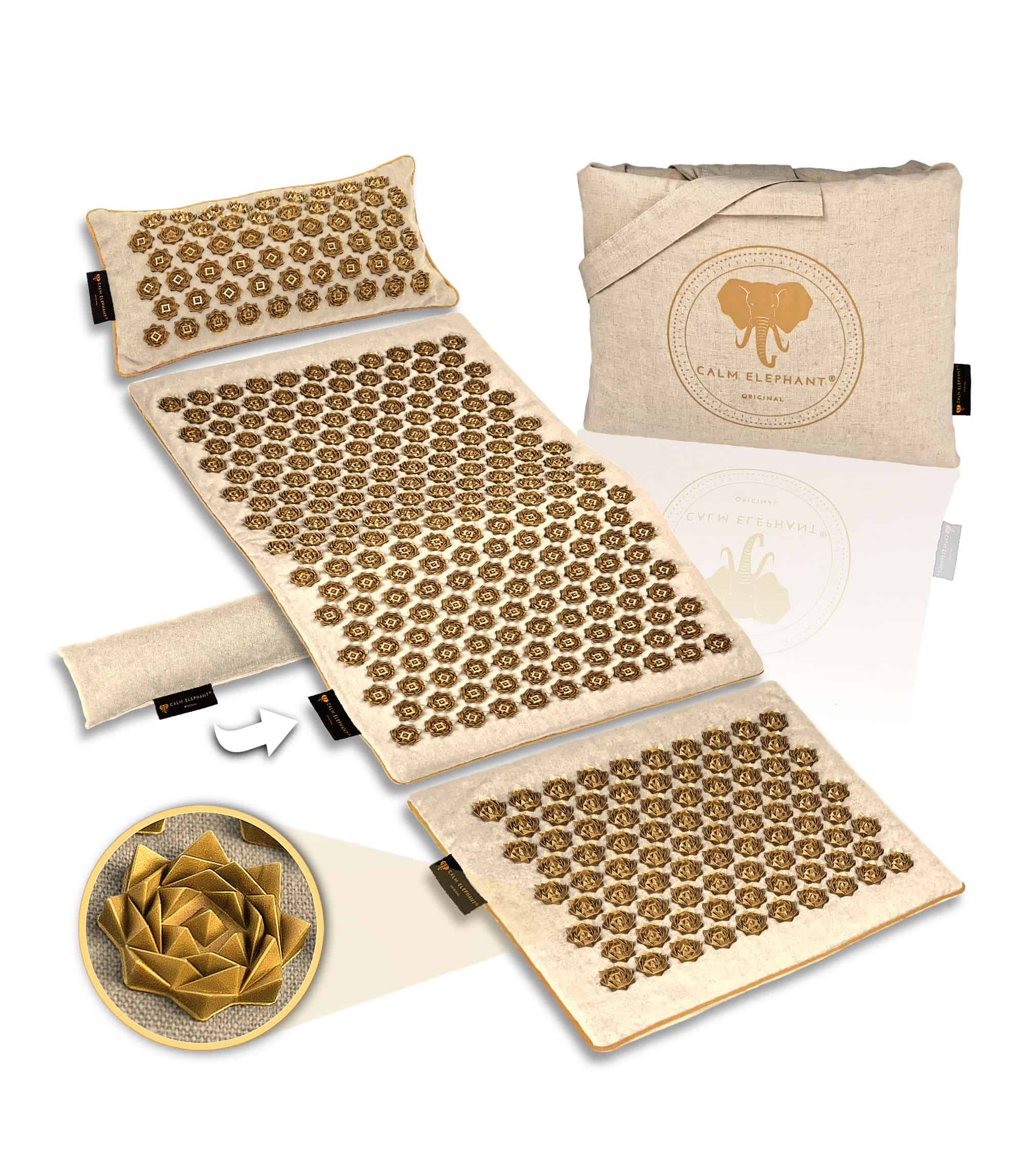 Premium Acupressure Mat GENUINE 5-piece Set - beige